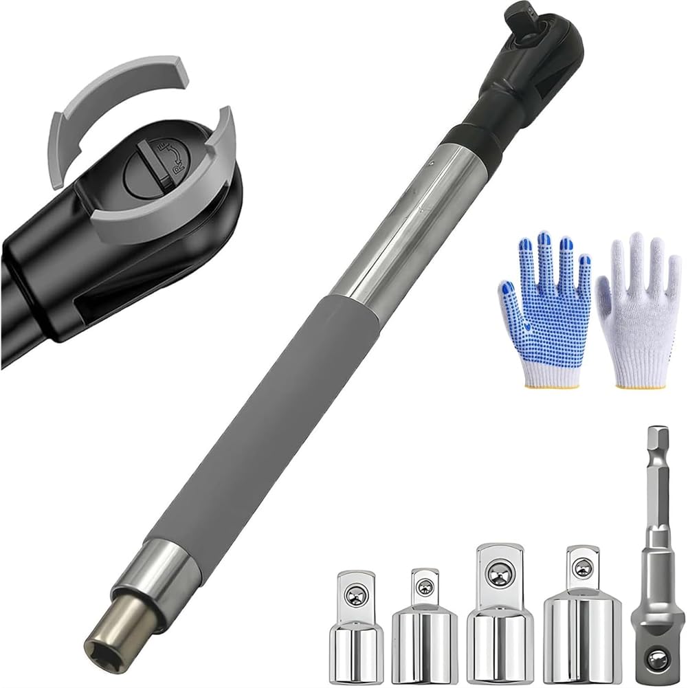 Ehwisbe Multi-Function High Torque Offset Extension Wrench, Ratcheting Extension, Extension Ratchet, 1/2" Extension Wrench