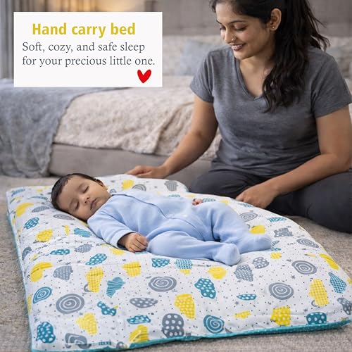 Image of Fareto Combo of Baby Nest | Net with Bed | Carry Bag | 4 Pcs Bedding Set(0-6 Months) (Fullset Nest) (FULLSET NEST Gray SPRIAL)