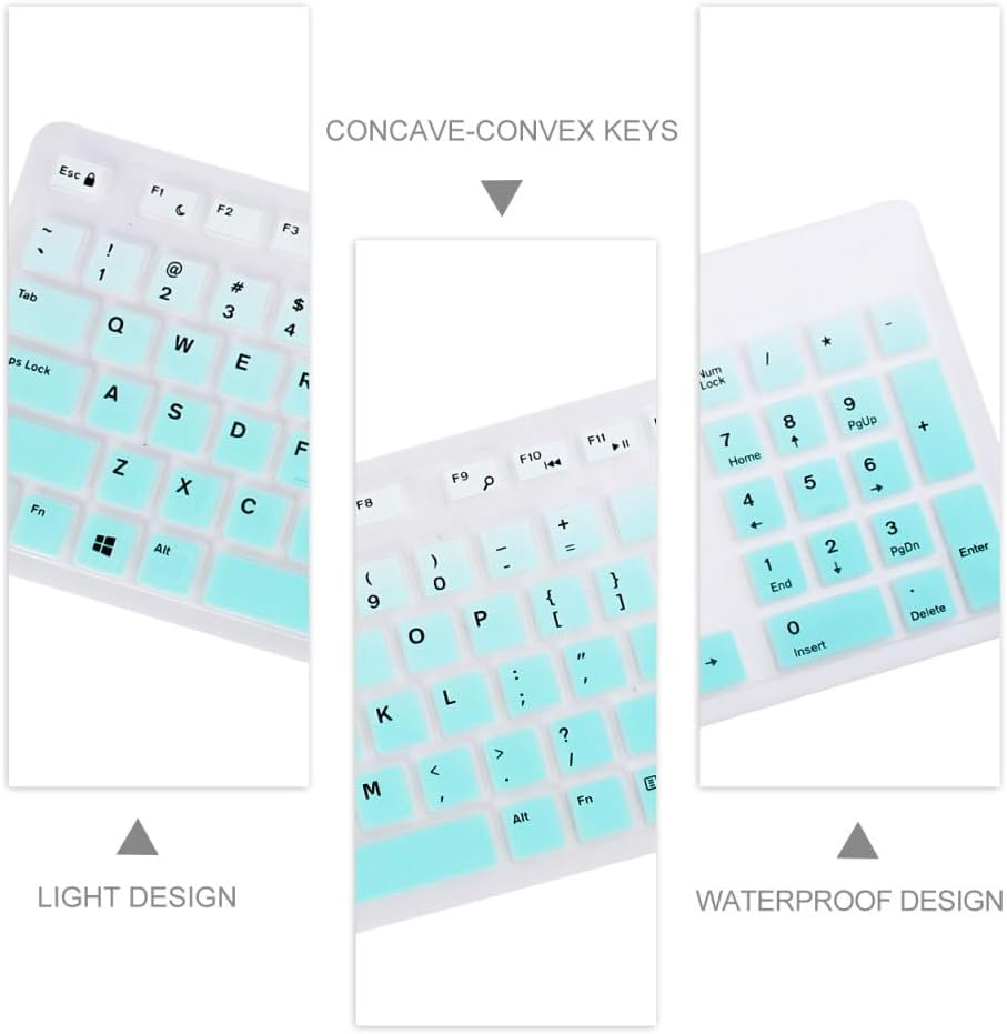 Computer Keyboards 2pcs Cover Silicone Universal Mint Office Case Skin Keyboard Clear Desktop Computer Protector Gradient Compatible for dell Color Laptop Computer Keyboard