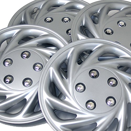 Image of WSC3-868S15 4pcs Set Snap-On Type (Pop-On) 15-Inches Metallic Silver Hubcaps Wheel Cover