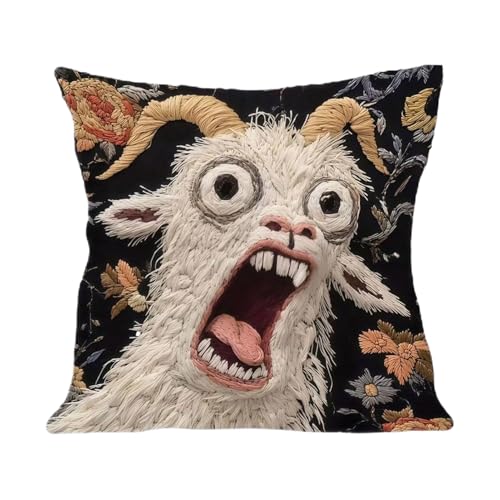 Cojín de Cabra Gritona de 45x45 cm en Pack de 3 Fundas Decorativas para Sofá 8
