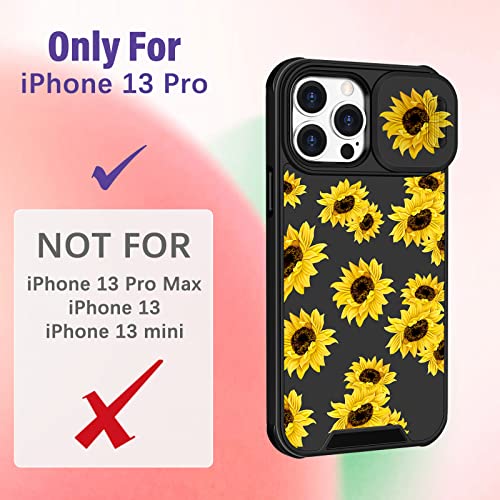 Image of Funermei (2in1 for iPhone 13 Pro Case for Women Sunflower Cute Girls Phone Cover Floral Flowers Girly Pretty Aesthetic Sun Flower Design with Camera Cover Funda for Apple for iPhone 13 Pro Case