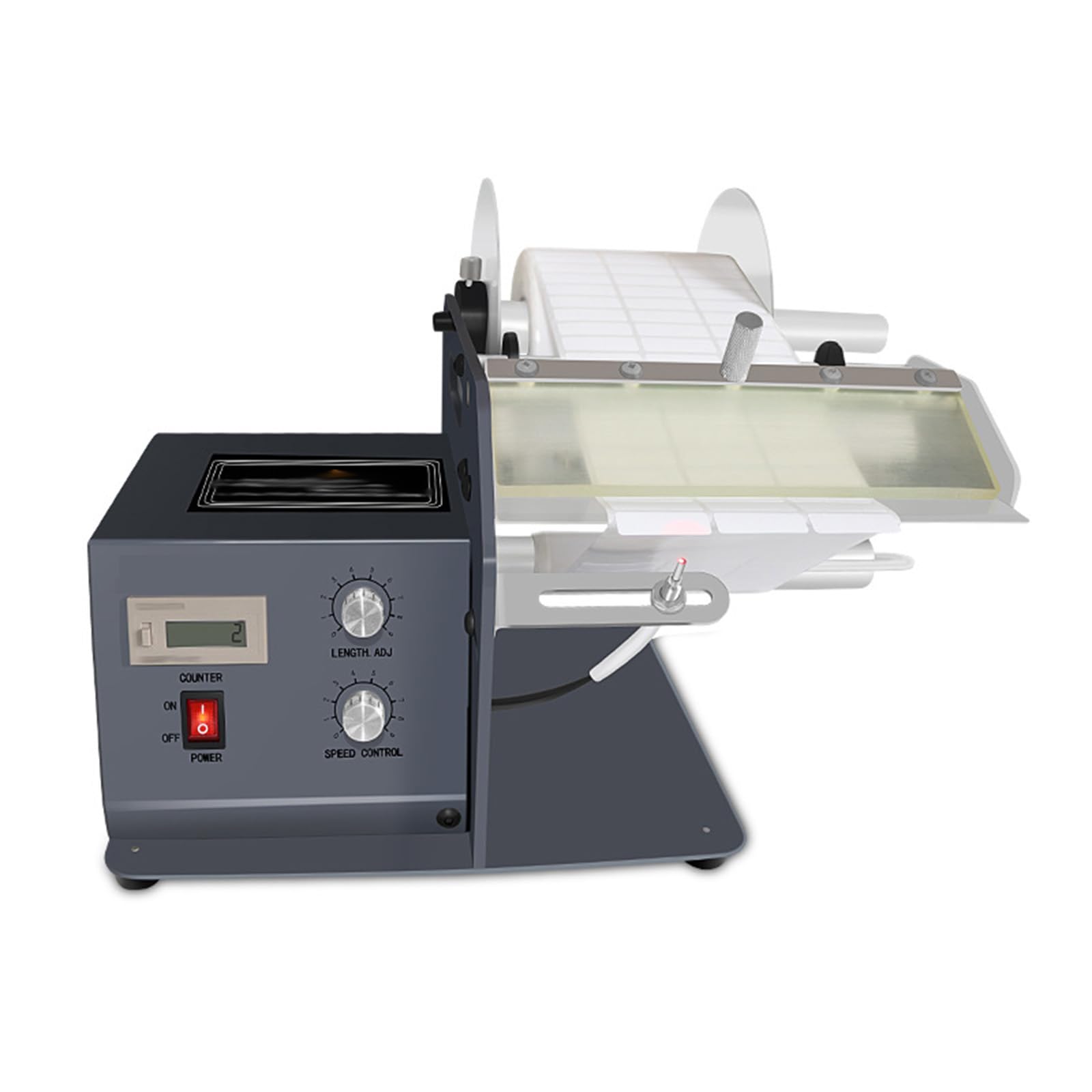 Distributore elettrico di etichette con controllo della velocità, lunghezza 5-150 mm, larghezza 200 mm, 220 V