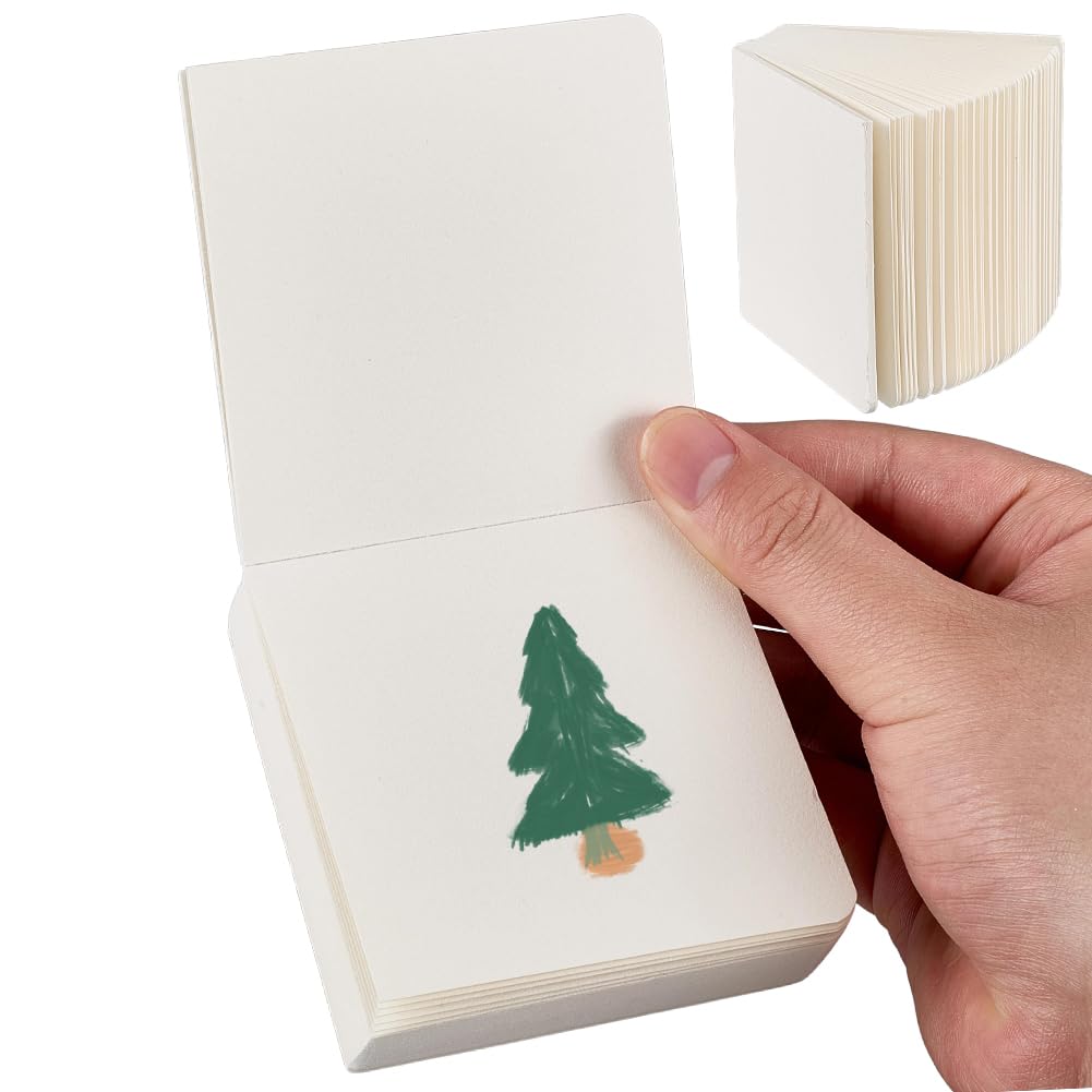 CRASPIRE 58 Sheet Mini Watercolor Paper Pads 3.5 x 3.5 Drawing Sketchbook Watercolors Blank Notebook Papers 230gsm Square Portable Travel Art Pad Supplies 2 Edge Glue Binding for Painting Journal