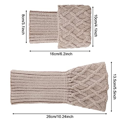 PHOGARY 4 Pairs Winter Warm Boot Cuffs for Women, Crochet Knitted Boot Socks Short Leg Warmers Boot Topper Socks Leg Cuffs3