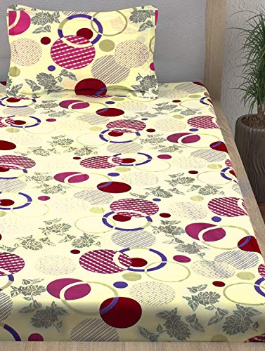 Image of Story@Home 210 TC Spark Collection Cotton 1 Single Bedsheet with 1 Pillow Cover (Cream)