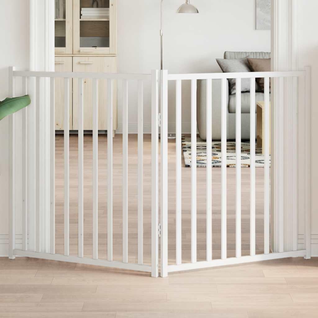 Portail pliable en 2 parties pour chien - En bois massif - Blanc - 160 cm - Grille pare-chien à monter sans perçage - Portail pour chien avec peinture à l'eau