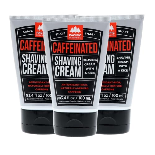Pacific Shaving Company Men's Caffeinated Shaving Cream, 3.4 Oz (3 Pack)