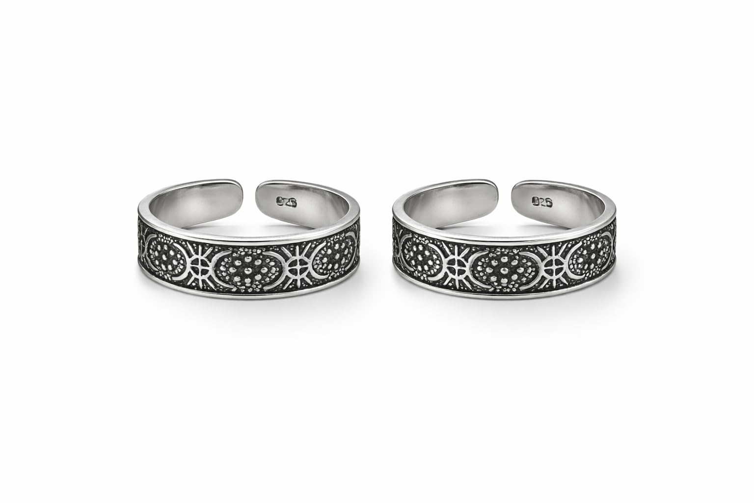 Circle Pattered 925 Oxidised Toe Rings | Oxidized Silver Toe Ring for Women | Gift for Wife | Trendy Jewellery | Pair of 2-image-13