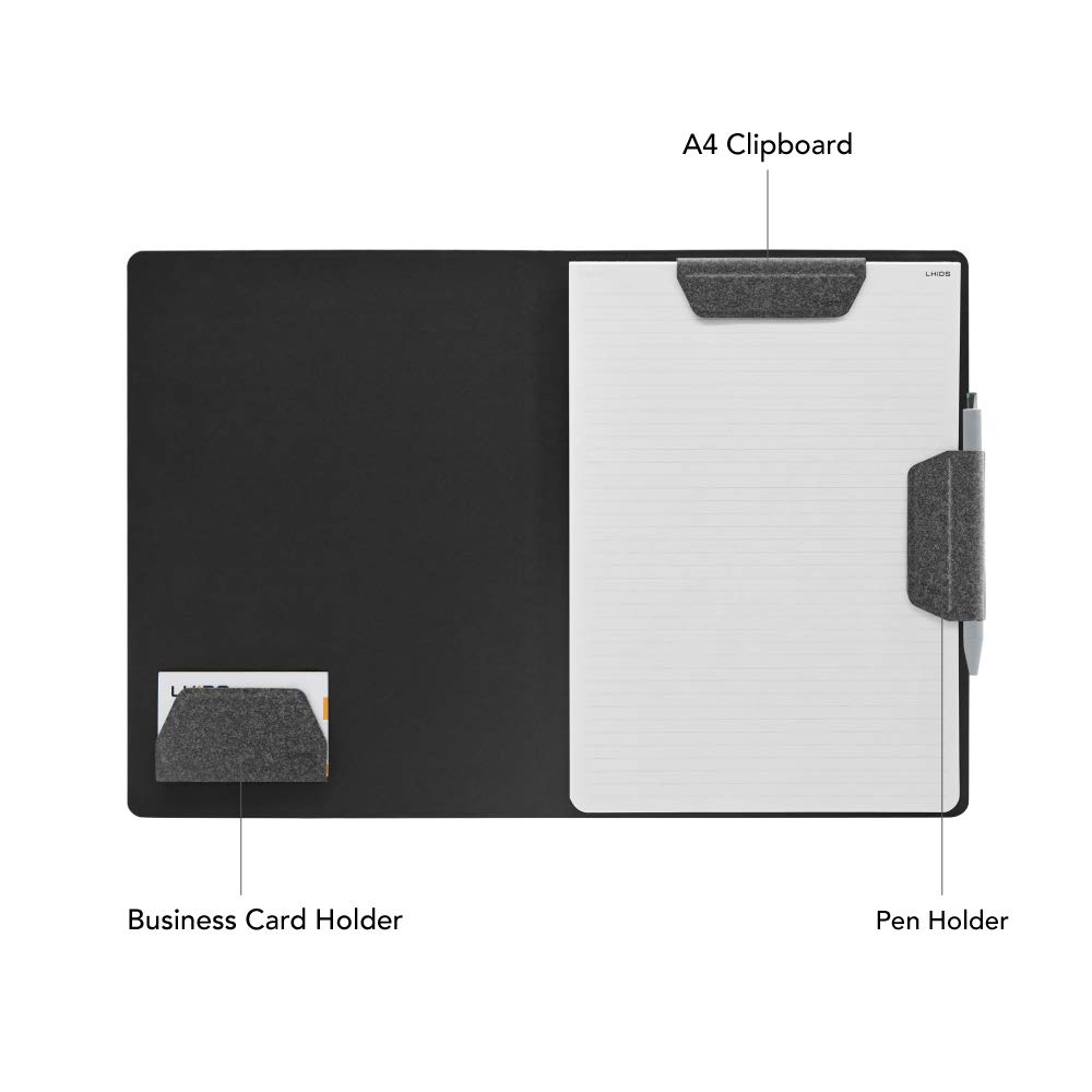 LHiDS Portfolio Magnetico Business, Riprendi Organizer, Cartella A4 Con Appunti, Fermacarte, Blocco Note, Portapenne/Carta, Chiusura Magnetica Per Colloqui, Viaggi, Scuola, Nero Ossidiana