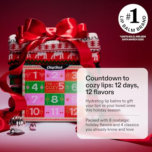 ChapStick Advent Calendar 2025 – Cozy Countdown to Christmas, Variety 12-Pack Lip Balm Gift Set, Holiday Gifts for Women, Men, Teens, Coworkers, Grandpa & Grandma Gifts, 0.15 Oz Ea - Thumbnail 2