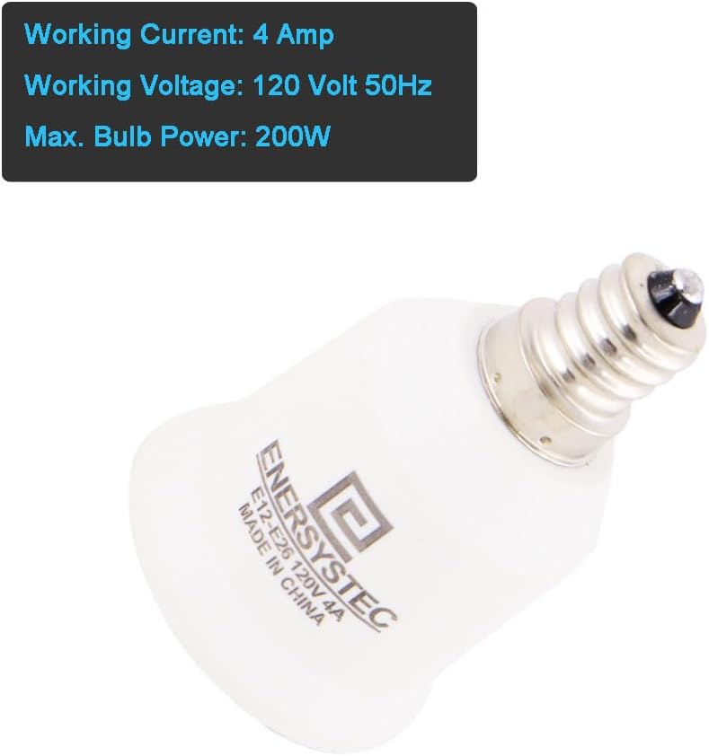 E12 to E26 Light Bulb Base Adapter, E12 Light Socket to Regular E26 Medium Screw Base, Candelabra E12 to Standard E26 Adapter, Chandelier Socket E12 Converter 2PACK