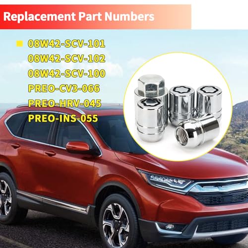 Image of Wheel Lock Lug Nut Set Compatible with Honda CR-V 2007-2025 Civic 2016 Accord 2008-2012 Replace 08W42-SCV-101,08W42-SCV-102,08W42-SCV-100, PREO-CV3-066, PREO-HRV-045, PREO-INS-055