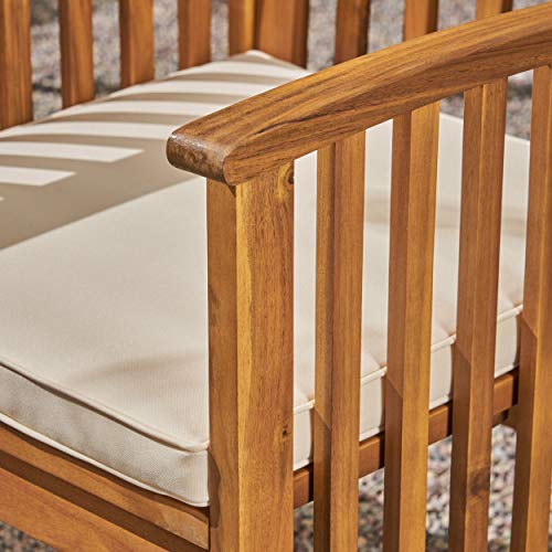 Great Deal Furniture Phoenix Acacia Patio Dining Chairs, Acacia Wood With Outdoor Cushions, Brown Patina And Cream (Set Of 2) #TOP4