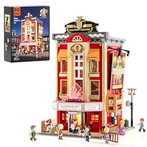 Funwhole Balcony-Theatre Lighting Building-Bricks Set – City Town Creator House LED Light Multi-Form Modular Collectible Display Kit 2445 Pcs for Adults and Movie Lovers