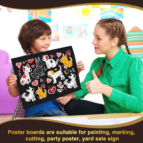 Image of 100 Pcs Black Poster Board Paper 11x14, ROOKEA Vision Boards Posterboard Bulk for School Projects Classroom Arts Craft Presentations Drawing Scrapbooking Blank Graphic Display
