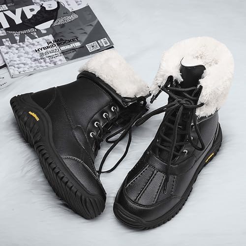 XivUe Womens Faux Fur Warm Thermal Waterproof Outdoor Walking Snow Winter Rubber Sole Calf Boots Women's Snow Boots, Women Waterproof Mid Calf, Anti-slip Outdoor Warm Duck Boot for Winter2