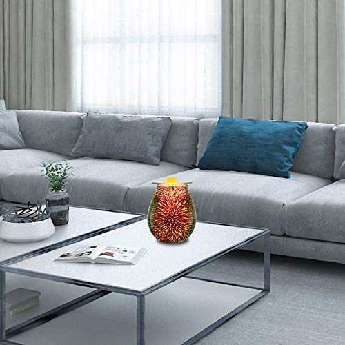 Electric Wax Melter COOSA 3D Starburst Fireworks Glass Candle Warmer Wax Burner Melt Fragrance Warmer Incense Oil Warmer Night Light Aroma Decorative Lamp for Gifts,Decor for Home Office - Thumbnail 4