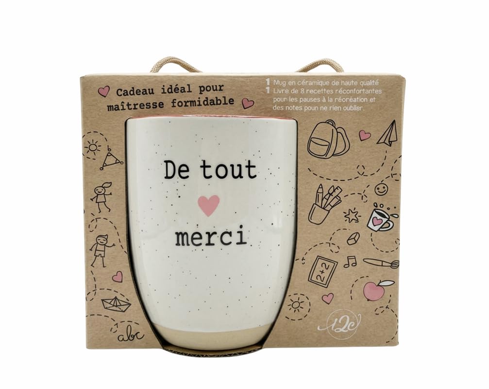 De tout coeur merci 2026: Coffret avec 1 mug en céramique et 1 livre de 6 recettes