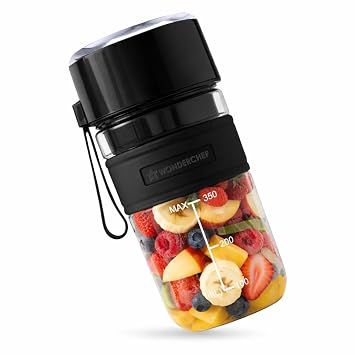 Wonderchef Nutri-cup Zip Portable Blender | 350ml | Blend & Sip with Flip Top Sipper Lid | For Smoothies, Juices, Shakes, Coffee | 2000 mAh Battery | 20 Blending Cycles in One Charge | Type C Charging