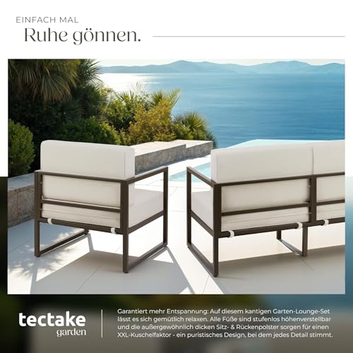 tectake® Gartenlounge Outdoor, 1x Sofa 3 Sitzer, 1x 2 Sitzer Sofa, 1x Gartensessel, Gartenmöbel, Balkonmöbel, Terrassenmöbel, Wintergarten… – Ansicht 4