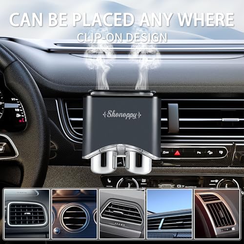 Image of Smart Car Air Fresheners Diffuser with 8pcs Essential Oils, Rechargeable Car Diffuser for Vent Clip, Automotive Scent Dispenser with 3 Adjustable Modes (Grey, 8pcs)