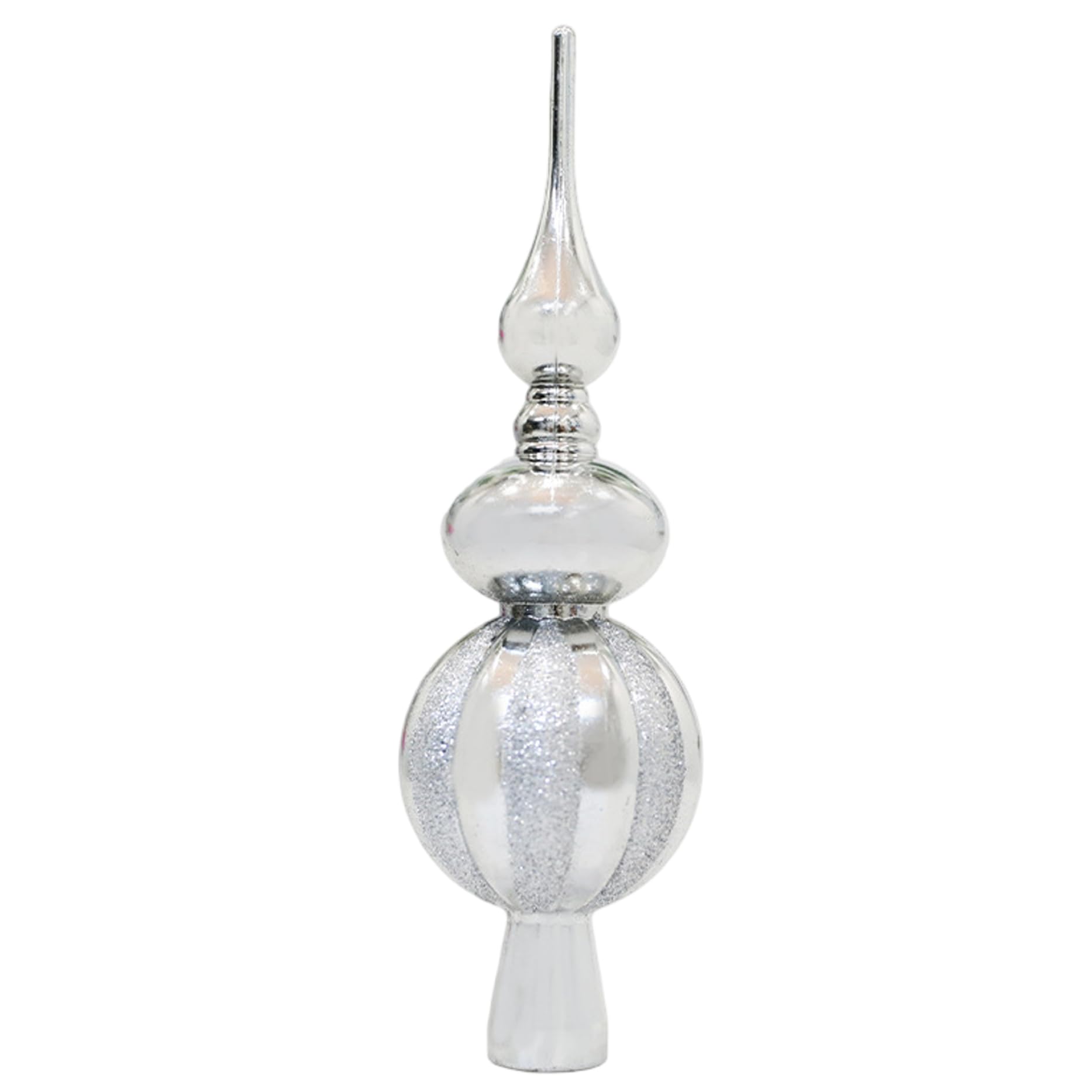 Christmas Tree Decorations, Christmas Tree Topper, 9.1" Vintage Silver Gourd Topper, Classic Ornament for Home Xmas Holiday Party Decorations