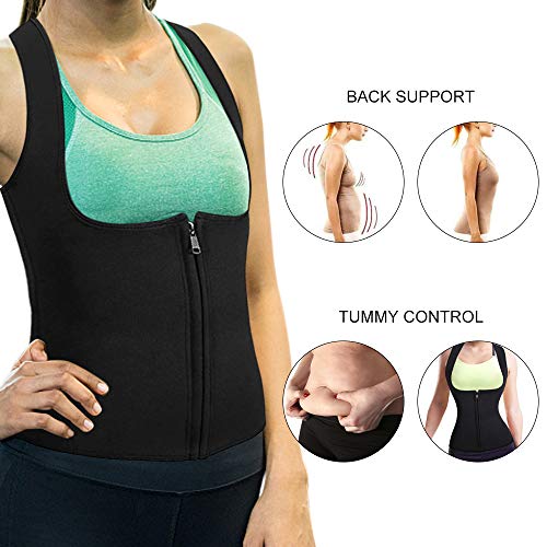 Colete Fitness, Andoer Colete feminino de neoprene para sauna colete de cintura fina espartilho para