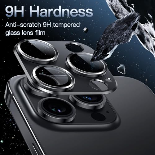 Image of JETech Camera Lens Protector for iPhone 14 Pro 6.1-Inch and iPhone 14 Pro Max 6.7-Inch, Full Coverage 9H Tempered Glass Ring Cover, Matte Metal Plate, Case Friendly, 1-Pack (Space Black)