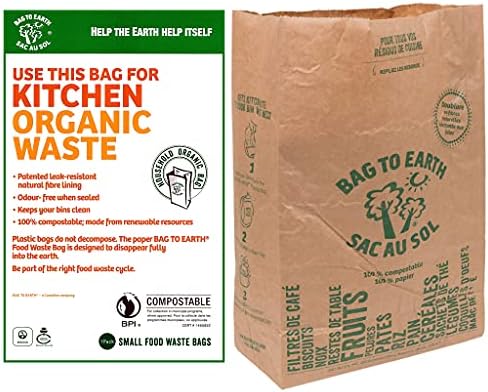 Bag to Earth -Kitchen Food Waste Bag, Set of 2 - Compostable, Leak-Resistant, 3.0 Gallons, 60 Count