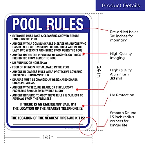 Letrero Sigo Signs para piscina 24x18 pulgadas aluminio miniatura 3