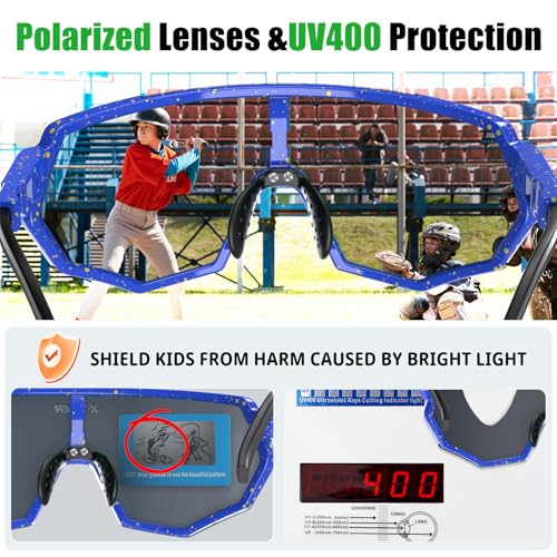 Image of X-TIGER Polarized Youth Baseball Sunglasses UV400 Kids Sunglasses Boys Girls 8-12 Youth for Softball Cycling Sports Glasses