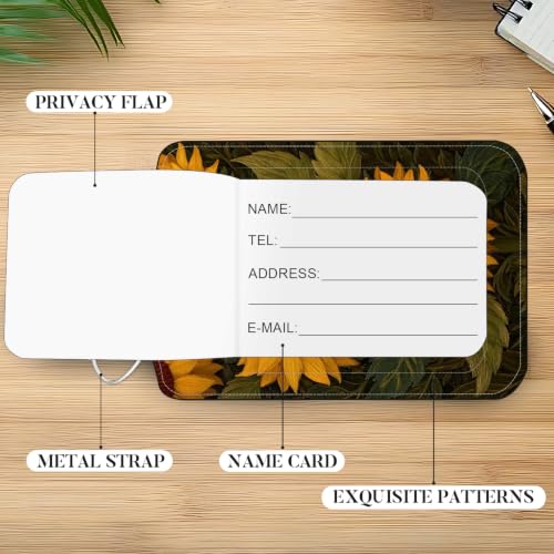 Image of Sunflower Luggage Tags 2 Pack, PU Leather Privacy Flap