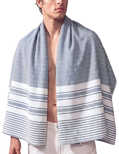 Image of DAMENSCH Premium Bamboo Blend, Ultra-Soft, Absorbent, Dual Waffle and Terry Texture, Bamboo Waffle Bath Towel - Horizon Blue