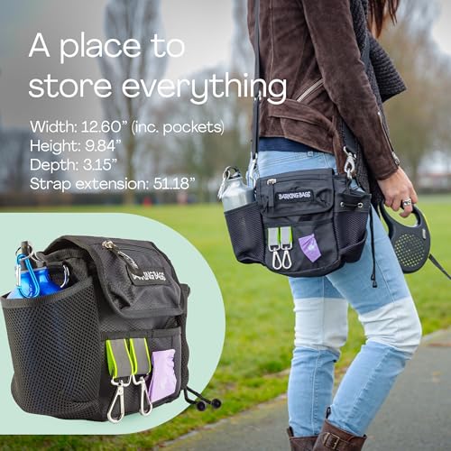Barking Bags, The Original Dog Walking Bag,Schwarz,Wie in Dragons' Den, leichtes und praktisches Design, trägt Hundespielzeug, Leckerlis, Kotbeutel und mehr mit Leichtigkeit