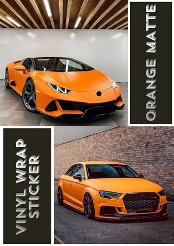 Image of HOME13 Attrective Orange Matte Vinyl Car & Bike Wrap Sheet Sticker and Decal Roll Film & Auto Car Vehicle Motocycle Air Release Bubble Free Self Adhesive (24 x 360, Matte Orange Wrap)
