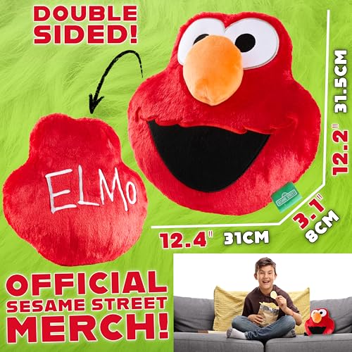 Image of Sesame Street Elmo Plush Cushion Pillow, Soft Plush Throw Pillow Cushion Bedroom Decor Cuddle Plushies, Gifts for Girls, Teens, Women (Red Elmo, L12.4 x W12.2)