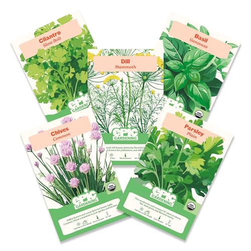 Epic Gardening Organic Herb Garden Seed Bundle - 5 Non-GMO Variet...