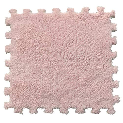 SimidunEUR Tapis Emboîtables en Mousse Moquette imbriqués Dalles de Sol Fuzzy Peluche Zone Tapis Puzzle pour bébé Enfants Chambre d'enfant Jeu,Rose Clair,4 Pics (30 * 30) CM Cover
