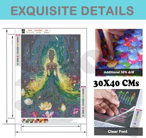 Image of Jasol Diamond Painting Kit, 40x30 Cms, Full Drill, 5D Crystals, Home Wall Decor Gift Set (Fire Fly Girl M45615)