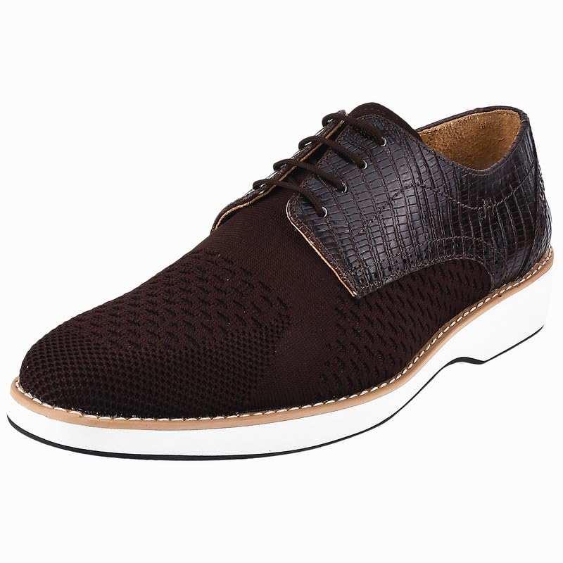 Mens Textile &amp; Lizard Print Genuine Leather Lace Up Casual &amp; Party Shoes