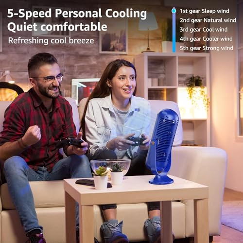 Image of Drumstone 𝟓+𝟓 𝐘𝐄𝐀𝐑 𝐆𝐔𝐀𝐑𝐀𝐍𝐓𝐄 Tower Fan 10.5 Inch - Portable Desktop & Table Fan with 5 Speeds, Dual Air Circulation, Quiet Personal Fan for Home, Office & Bedroom 𝐌𝐮𝐥𝐭𝐢 - 𝐆𝐈𝐅𝐓