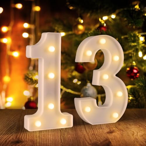 13th Birthday Decorations for Girls Boys 13th Birthday Party Decorations for Centerpieces Table Light Up Numbers 13 Sign for Party Backdrop Wall Decor for 13 Wedding Anniversary Decoration