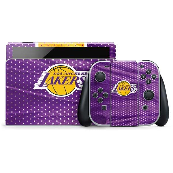 Skinit Decal Gaming Skin Compatible with Nintendo Switch OLED (2021) - Officially Licensed NBA Los Angeles Lakers Home Jersey Design