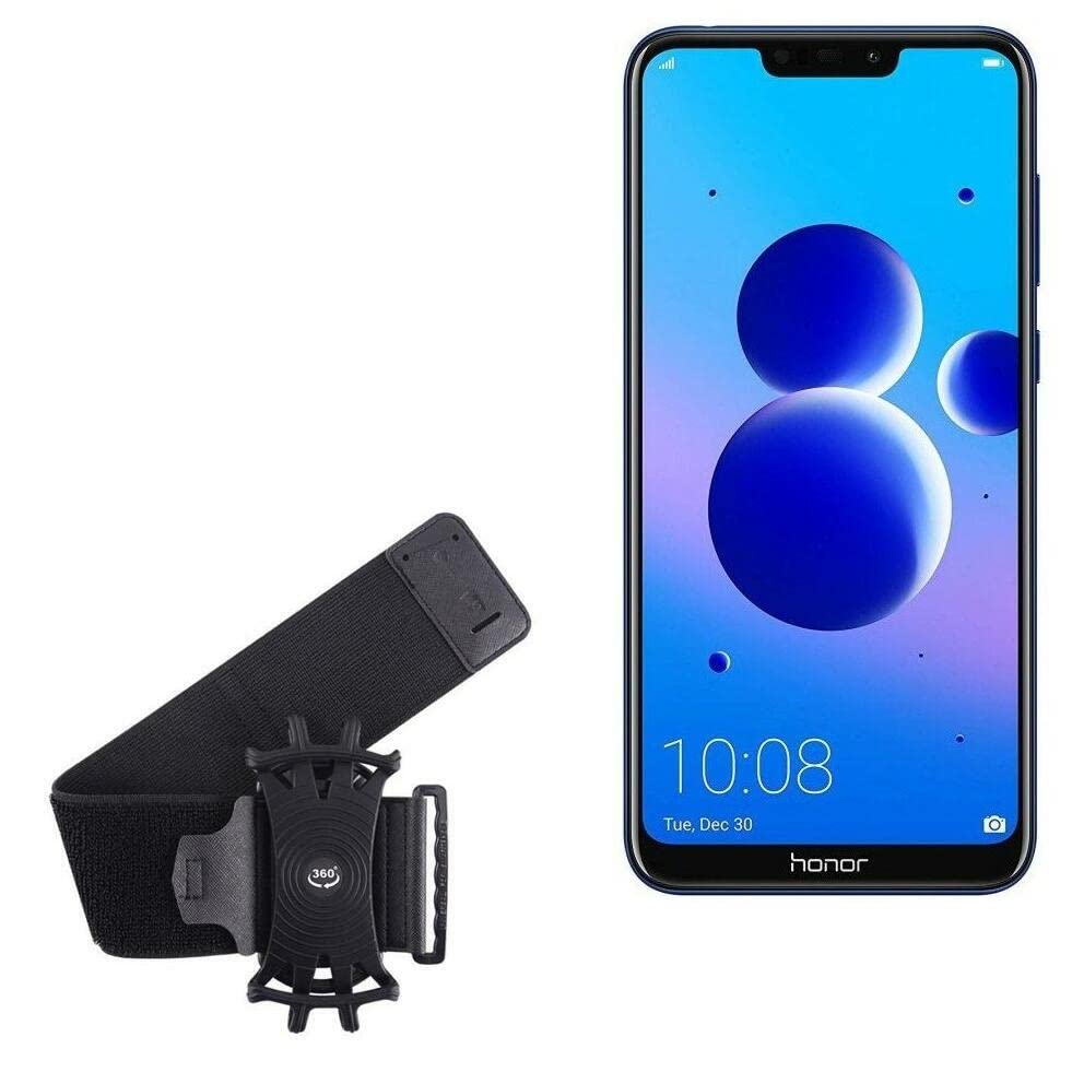 BoxWave Holster Compatible with Honor 8C - ActiveStretch Sport Armband, Adjustable Armband for Workout and Running - Jet Black