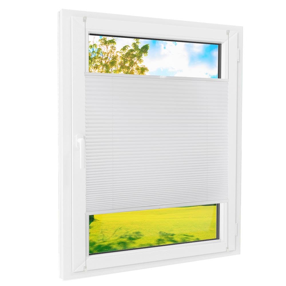 Plissee Klemmfix [Weiß, 120x140 cm] Verdunkelung für Fenster ohne Bohren | Faltrollo mit einfacher Montage/Bietet optimalen Lichtschutz und Privatsphäre, idealer Sonnenschutz für jedes Fenster