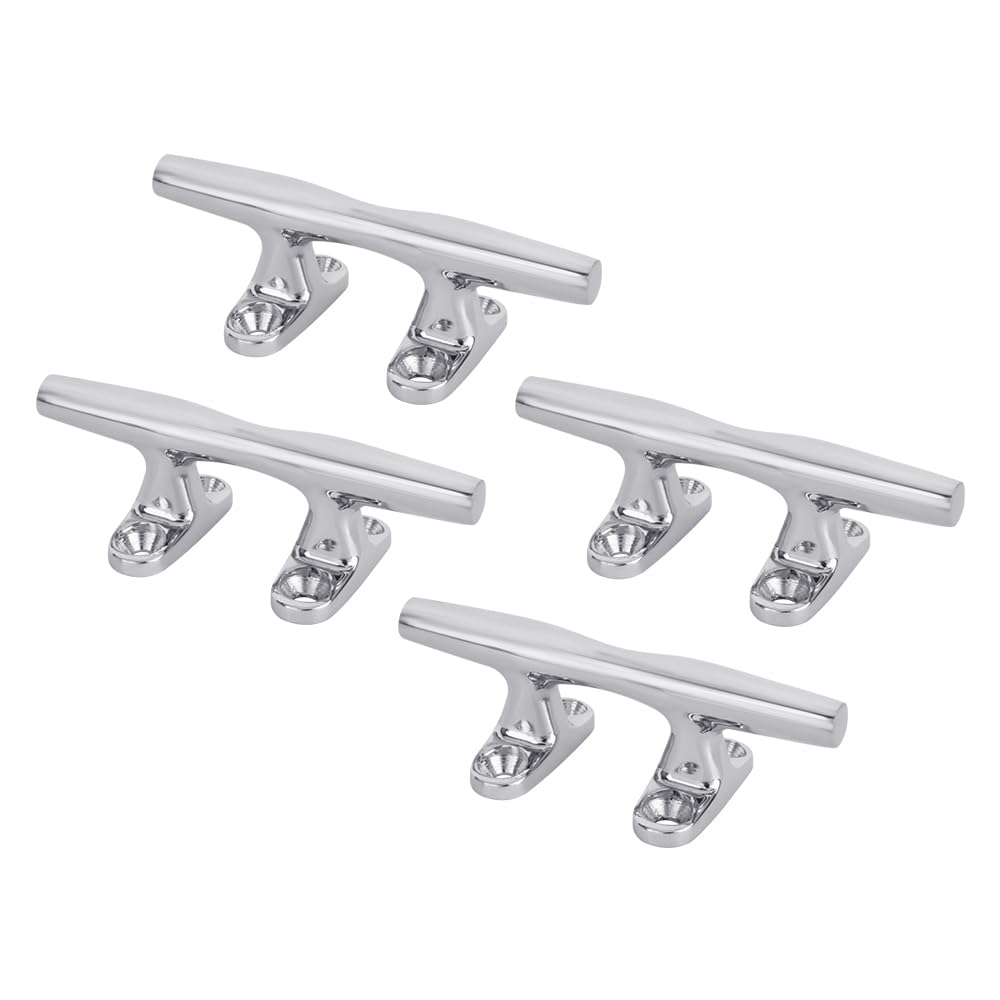White Water 53040CZ-4PK 4-Inch Herreshoff Boat Cleat – Chrome-Plated Zamak Open Base Cleat for Light-Duty Tie-Downs, Crafts & Décor – Clean Finish, Easy Install for Home or Boat Use, 4 Pack