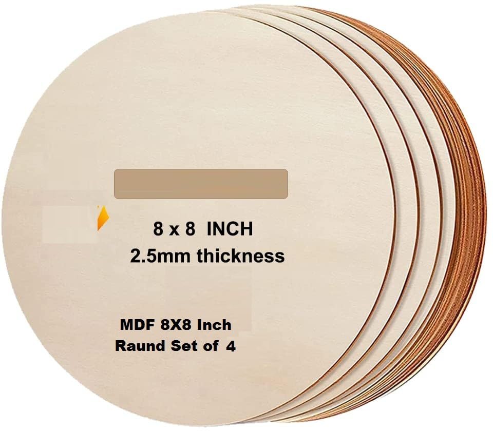 KASHISH Enterprises Exquisite Wood Veneer for Elegant Interior Enhancements, 2.1MM Round Circle Pine MDF Board Sheet 8X8 Inch 4 Pcs-picture-44