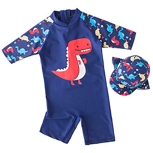 Boys Swimwear, Sun Protection UPF 50+ Rash Guard Set -Kids Swimsuit Shirt Trunk Set with Drawstring Stretchy Material -True Size- 1-5Years