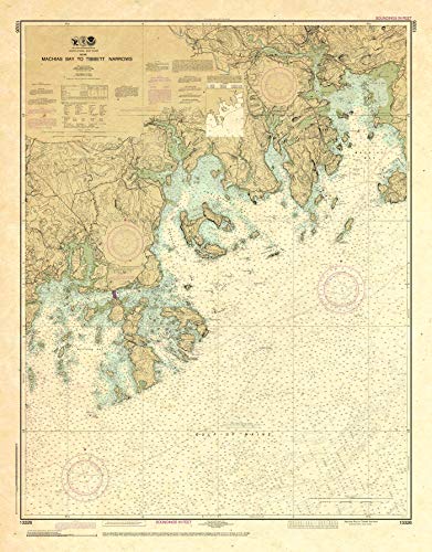Paradise Cay Publications, Inc. Antiqued NOAA Chart 13326: Machias Bay to Tibbett Narrows